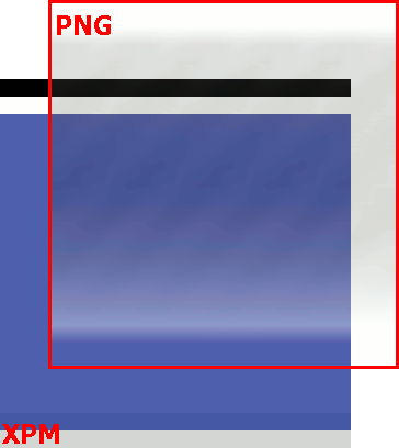 Figure 5 - PNG transparent images get layered on top of the XPM image